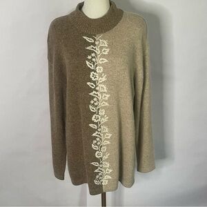 Segue Vintage Silk Angora two tone colorblock mock neck women’s sweater Size XL